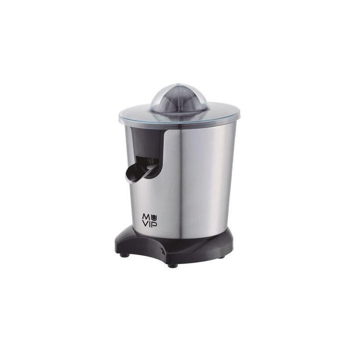Muvip Exprimidor Electrico Inox 600w - Cuerpo Y Filtro De Acero Inoxidable - Sistema Antigoteo - 2 Tamaños De Conos