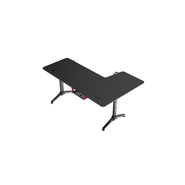 Muvip Pro1300 Mesa Gaming Fibra De Carbono En L Izquierda - Solida - Gran Superficie - Portavasos - Gancho Para Auriculares - Medidas 160x100x75cm - Color Negro