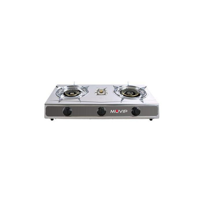 Muvip Serie Strong Cocina De Gas Inox 3 Fuegos - Encendido Piezoelectrico - Quemador De Hierro Fundido Desmontable