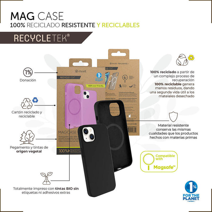 Muvit For Change Funda Recycletek Liquid Silicone Magsafe Compatible Con Apple Iphone 14 Plus Negra