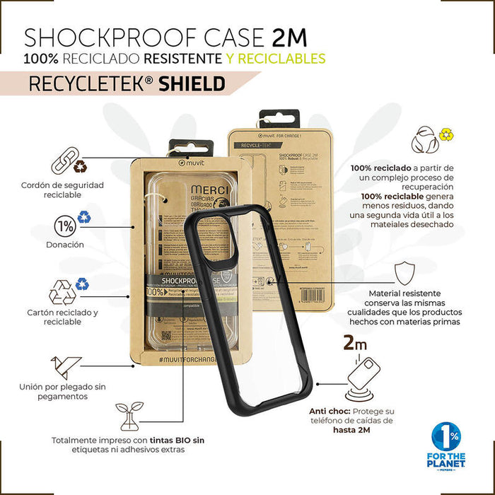 Muvit For Change Funda Shockproof 2m Compatible Con Apple Iphone 14 Pro Max Transparente