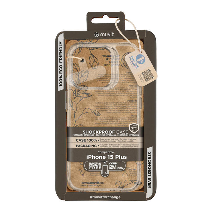 Muvit For Change Funda Shockproof 2m Compatible Con Apple Iphone 15 Plus Transparente