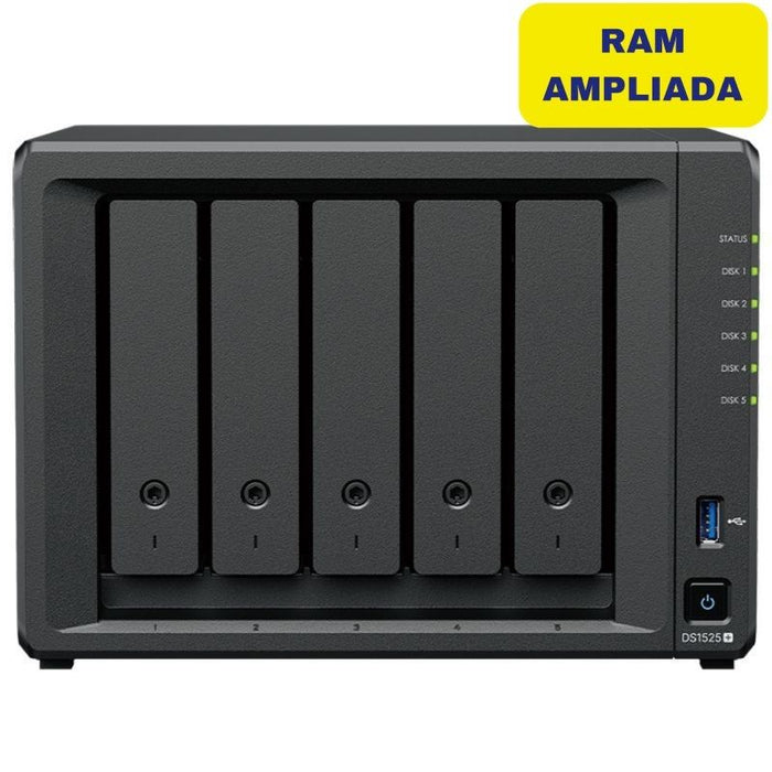 Nas Synology Diskstation Ds1525+ 5 Bahías 3.5'- 2.5' 32gb Ddr4 Formato Torre