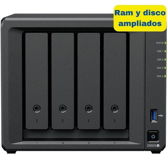Nas Synology Diskstation Ds925+ 4 Bahías 3.5'- 2.5' 8gb Ddr4 16tb Formato Torre