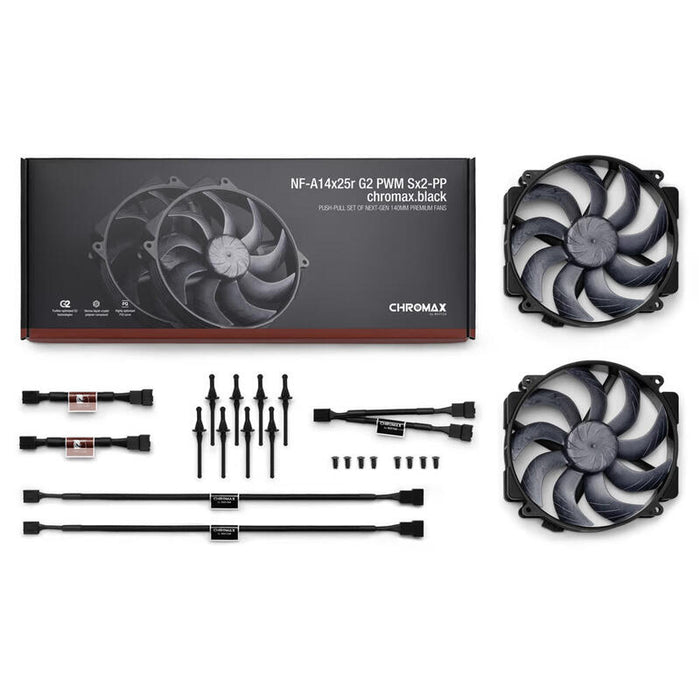 Nf-A14x25r G2 Pwm Sx2-Pp Chromax.Black - Conjunto De Ventiladores Dobles, Negro