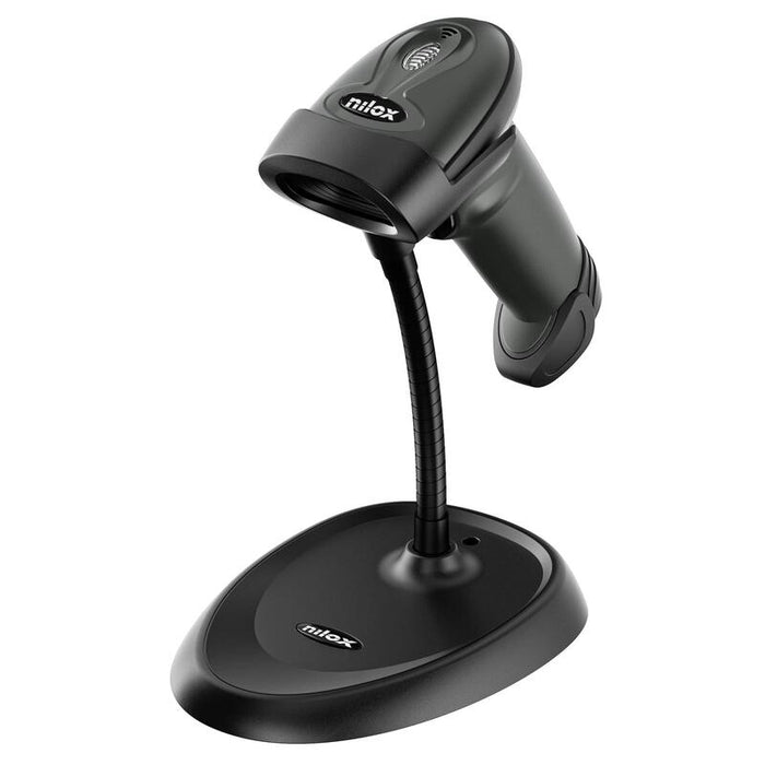 Nilox, Lector Códigos De Barras 1d Con Tecnología Láser, Ergonómico Y Configuración De Lectura Continua, Con Amplitud De Área De Lectura De 752 X 480 Mm, Negro