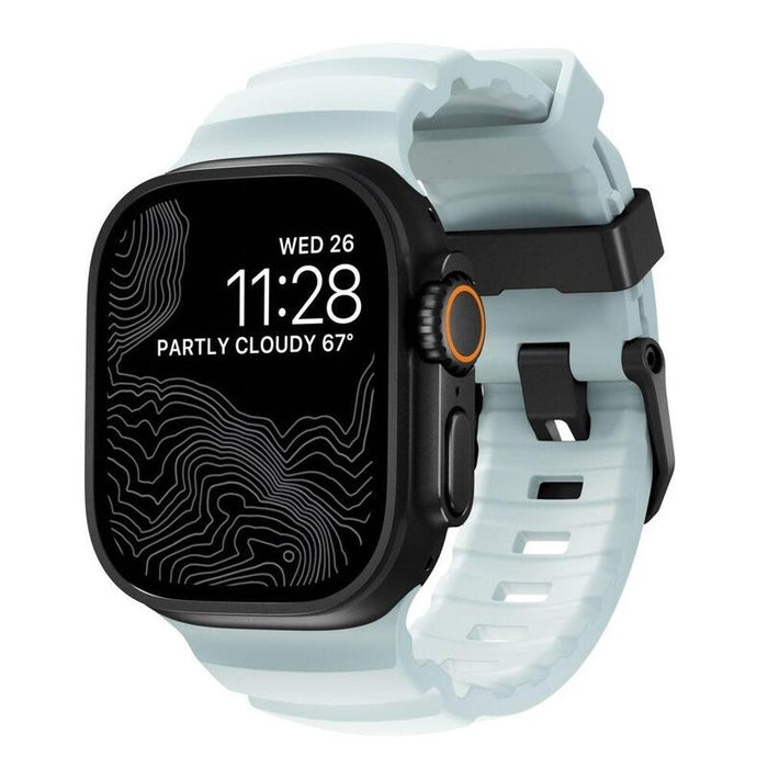 Nomad Rocky Point Band 46/49mm Icy Blue Glow Connector Black