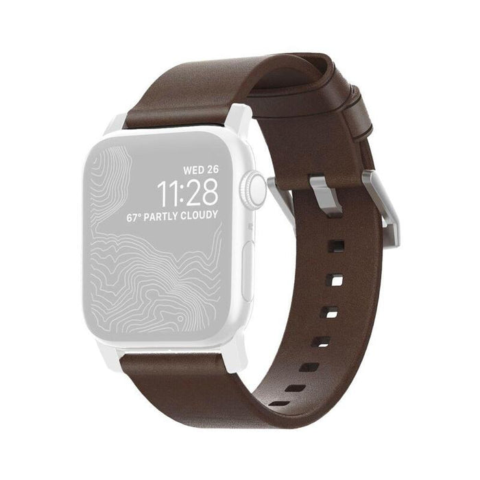 Nomad Strap Modern Leather Brown Connector Silver 41/42 Mm