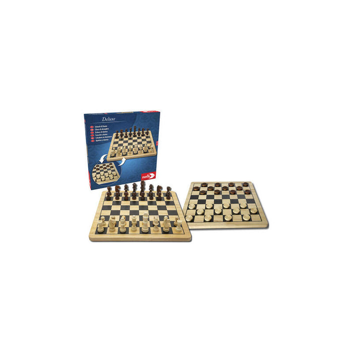 Noris Deluxe Juego De Mesa De Ajedrez Y Damas De Madera 606104577
