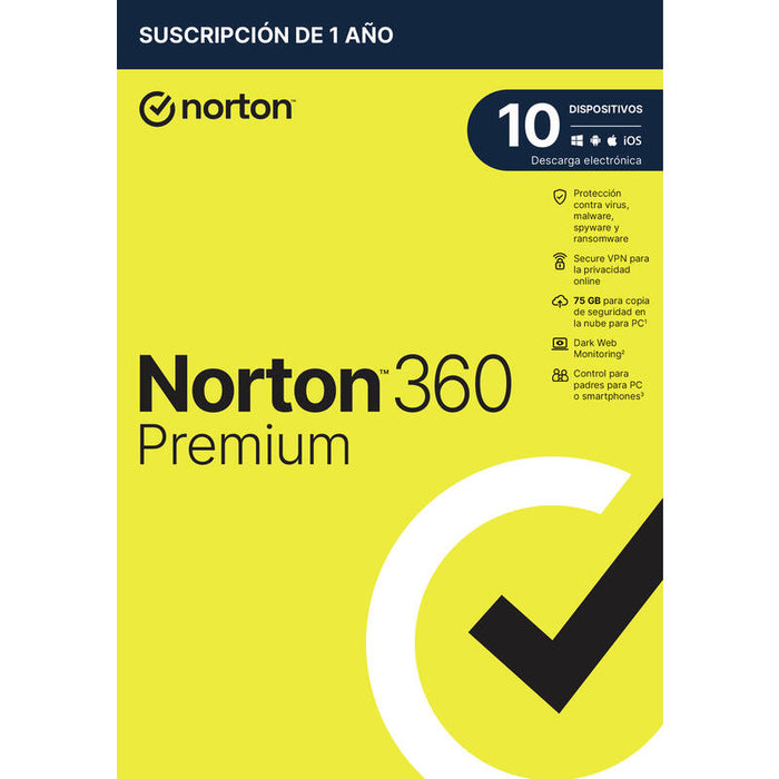 Norton 360 Premium 75gb Es 1 User 10 Device 12mo  Box