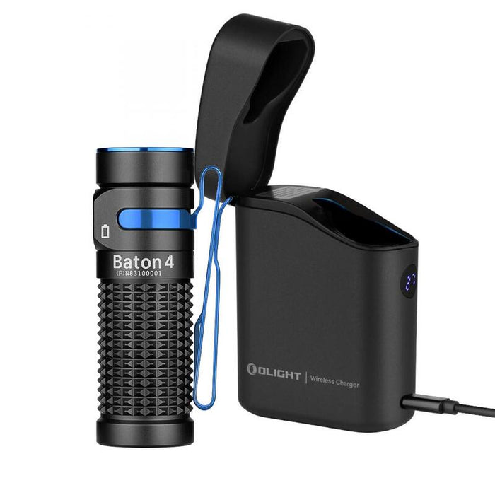 Olight Linterna Edc Baton 4 Premium  Potencia De 1300 Lúmenes  Cargador Inalámbrico Incluido  Autonomía De 190 Días (Negro)
