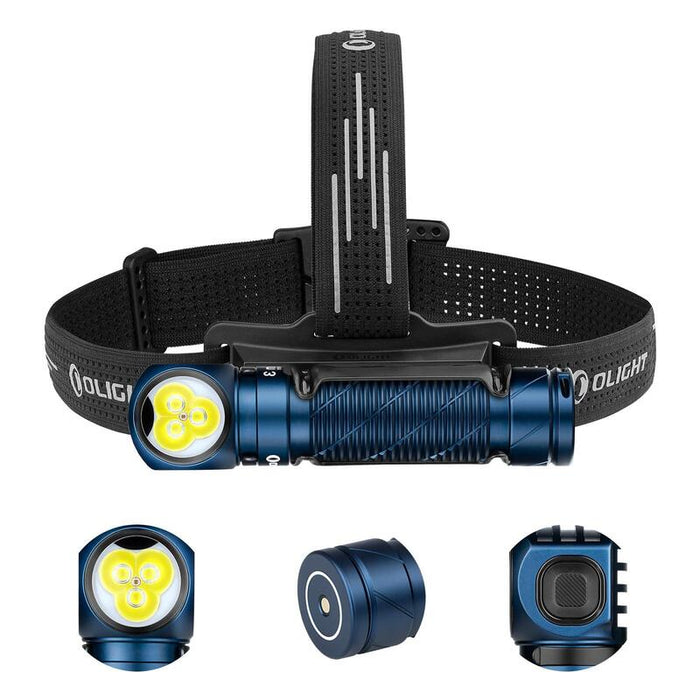 Olight Perun 3 Linterna Frontal Led Recargable De Ángulo Recto Combinando Blanco Y Rojo Práctica Y Funcional 3000 Lumens 160 Metros 20 Días Máx. Para La Pesca Al Aire Libre (Azul Oscuro)