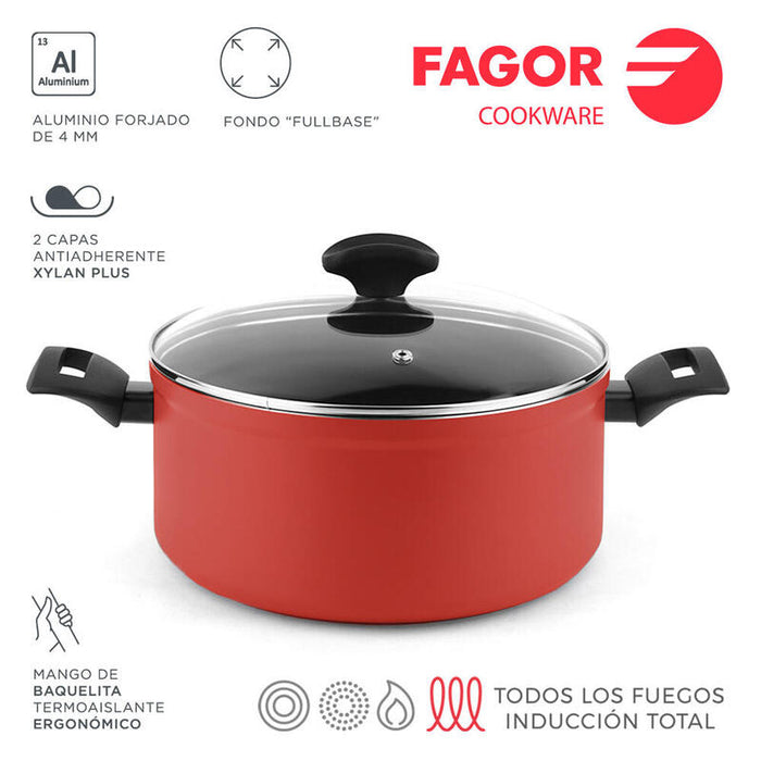 Olla Maxima+Tapa Roja Aluminio 3004 Fagor Ø24x11cm
