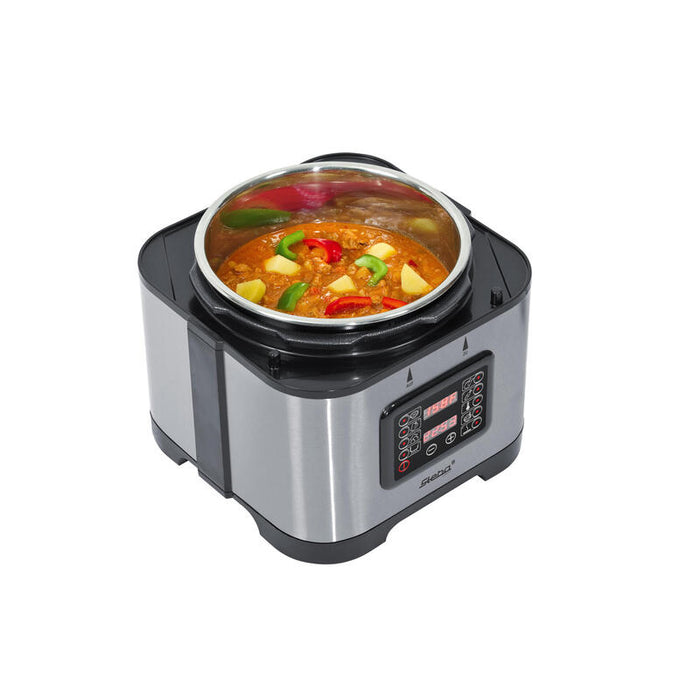 Olla Multicocina/Olla A Presión Steba Dd 1 Eco, Multicocción Acero Inoxidable/Rojo, 900 Vatios, 5 Litros 050300