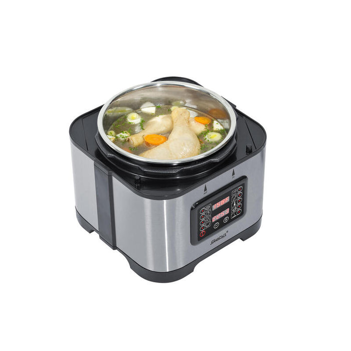 Olla Multicocina/Olla A Presión Steba Dd 1 Eco, Multicocción Acero Inoxidable/Rojo, 900 Vatios, 5 Litros 050300