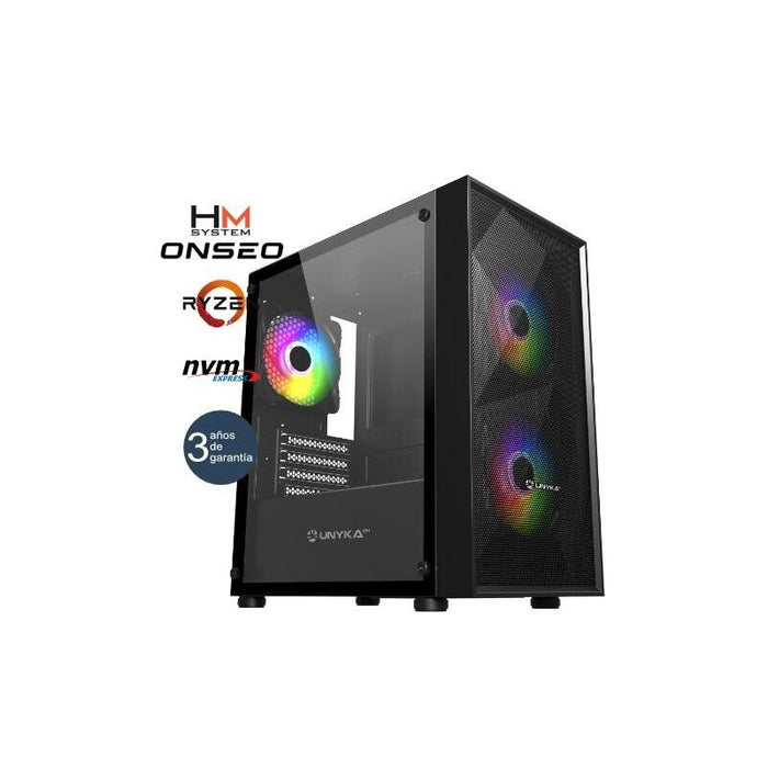Onseo Ryzen Gaming Core Silver Mt Rgb Amd Ryzen 5 5500 16gb 500gb M.2 Nvme Rtx 5050 8gb 500w 80+ Bronze 3 Años Garantía 30 Días Doa