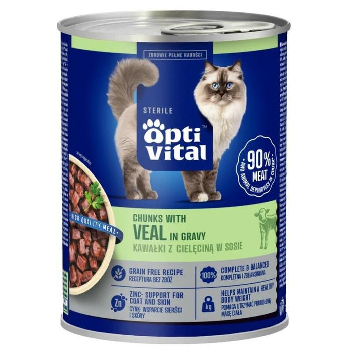 Optivital Lata - Alimento Completo Para Gatos Esterilizados. Con Ternera En Salsa 415g