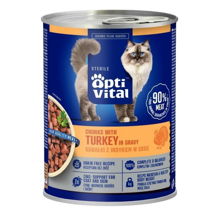Optivital Lata Estéril - Alimento Completo Para Gatos Esterilizados. Con Pavo En Salsa 415 G