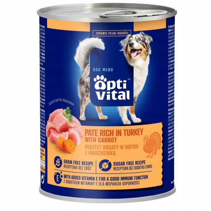 Optivital - Paté Para Perros Adultos Con Pollo. Rico En Pavo Y Zanahorias 400 G