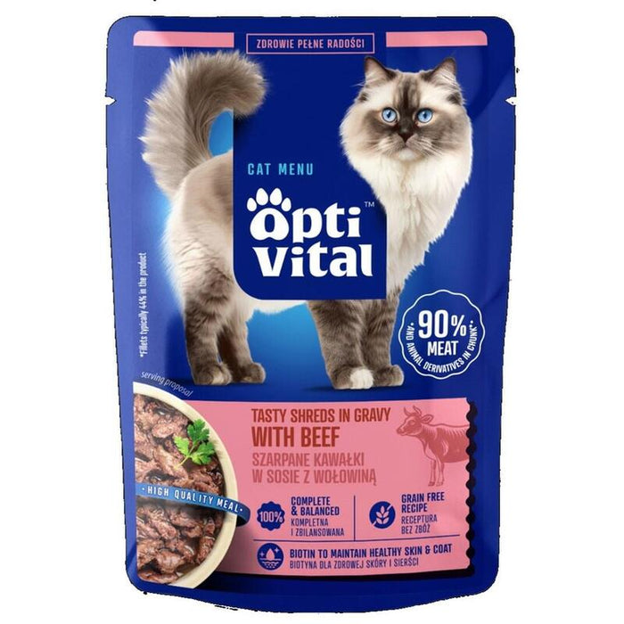 Optivital Trozos Triturados Para Gato Con Carne De Res En Salsa 85g