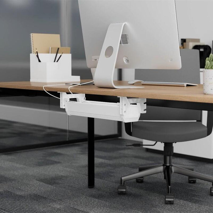 Organizador Maclean De Cables/Extensiones Bajo Escritorio, Carga Máx. 5 Kg, Blanco, Mc-106 W