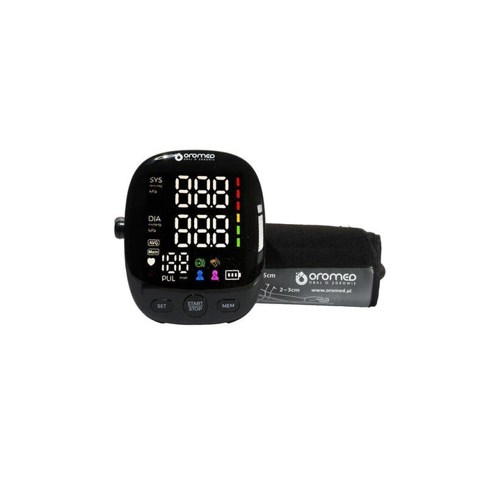 Oromed Oro-N12 Smart - Tensiómetro Electrónico De Brazo Con Pantalla Led, Detección De Arritmias, 2 X 120 Ranuras De Memoria, Usb Y Batería, Apagado Automático