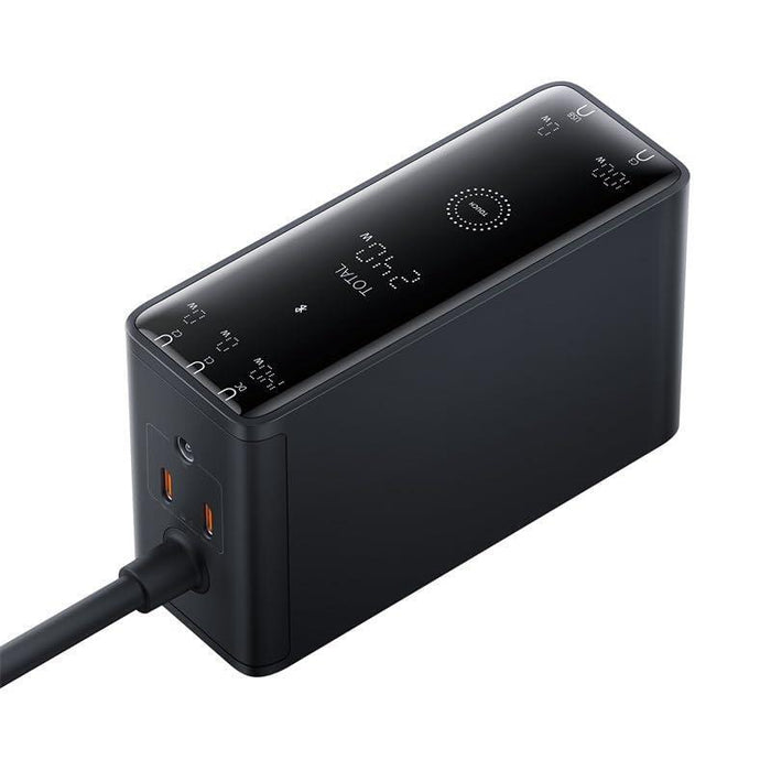 Os-Baseus Digital Gan Intelligent Desktop Fast Charger 3c+U+Dc 240w Eu Cluster Black(With:Dc-Dc Charging Cable  240w 1m Black)