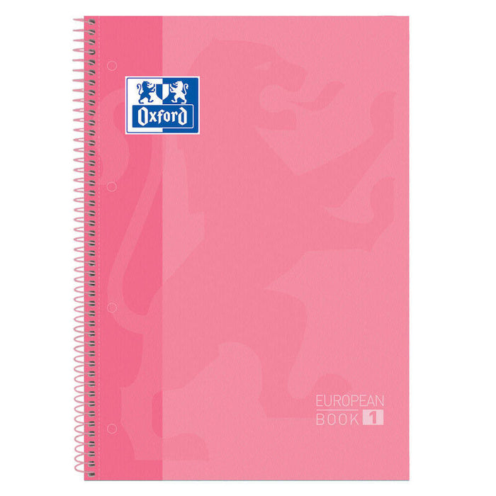 Oxford Cuaderno Classic Europeanbook 1 Microperforado 80h A4+ 5x5 T/Extraduras Banda Color Rosa Chicle -5u-