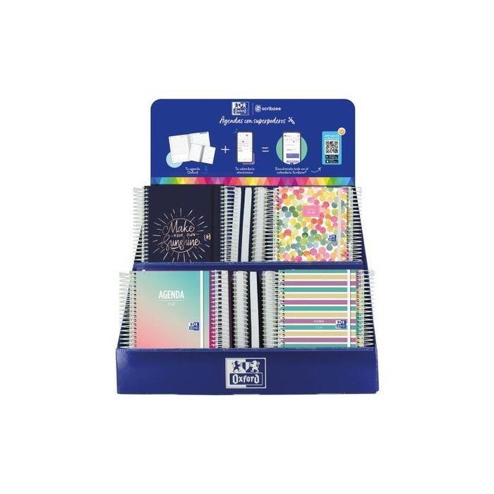 Oxford Impulso Expositor De 38 Agendas Escolares 25/26 Espiral - Incluye Agendas De Dia Pagina Y Semana Vista - Diseños