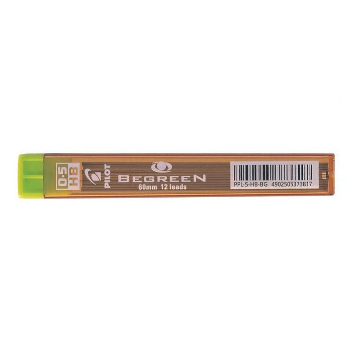 Pack 10 Unidades Pilot 12 Minas Begreen 0.5 Para Portaminas - Dureza Hb - Trazo 0.5mm - Estuche 100% Plastico Reciclado