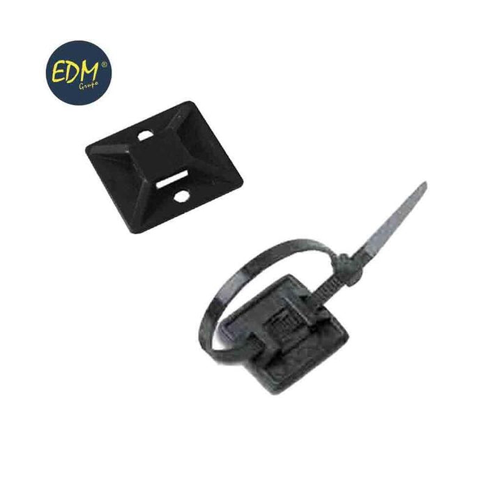 Pack 100 Unid. Base De Anclaje Adhesiva Para Bridas 3,6mm Negra