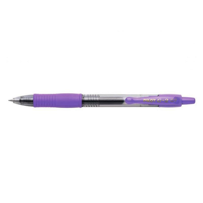 Pack 12 Unidades Pilot Boligrafo De Gel G2 Rollerball Retractil - Recargable - Punta De Bola Redonda 0.7mm - Trazo 0.32mm - Grip Ergonomico - Color Violeta