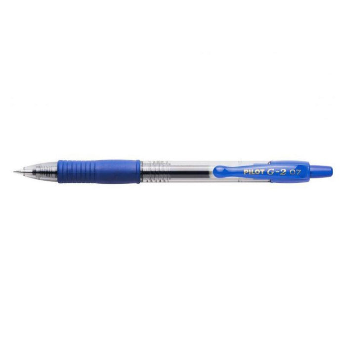 Pack 12 Unidades Pilot Boligrafo De Gel G2 Rollerball Retractil - Recargable - Punta De Bola Redonda 0.7mm - Trazo 0.32mm - Grip Ergonomico - Color Azul