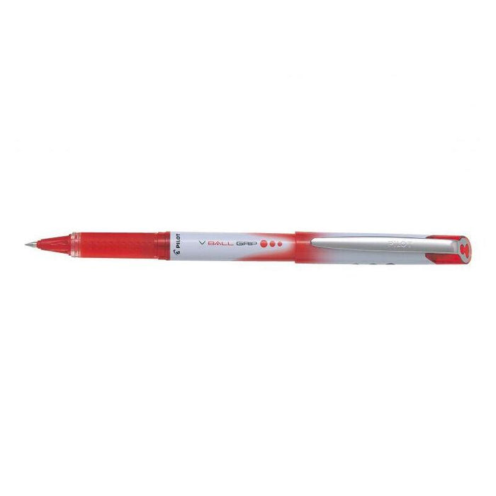Pack 12 Unidades Pilot Boligrafo De Tinta Liquida V Ball Grip 07 - Punta De Bola Conica 0.7mm - Trazo 0.5mm - Grip De Goma - Color Rojo
