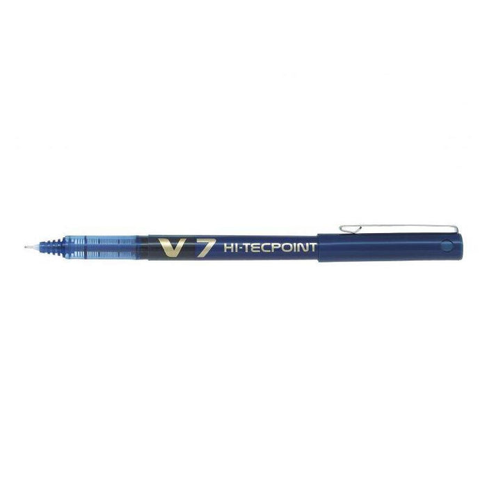 Pack 12 Unidades Pilot Boligrafo De Tinta Liquida V7 Hi-Tecpoint Rollerball - Punta Fina De Aguja 0.7mm - Trazo 0.5mm - Color Azul