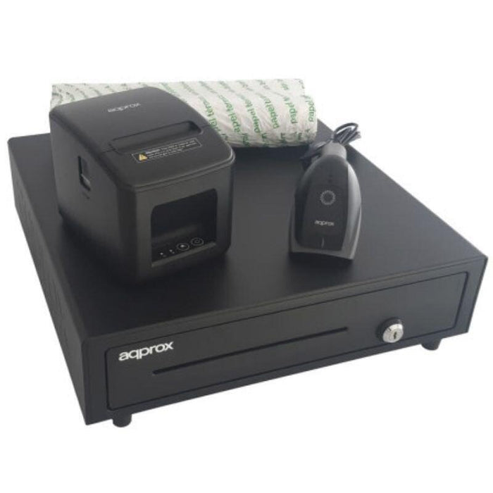 Pack Approx Apppospack4180lan-2d Cajón Portamonedas Impresora Térmica Lector De Códigos Y Rollos Térmicos