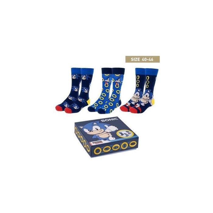 Pack Calcetines 3 Piezas Sonic Talla 40 46