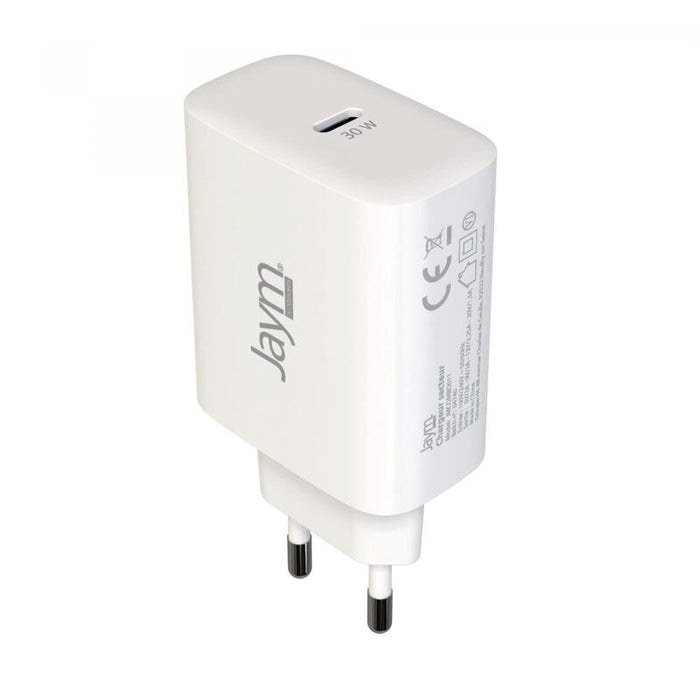 Pack Cargador De Red Rápido Usb-C 30w Pd Et Pps + Cable Usb-C Vers Lightning Mfi 2m (30w) Blancos - Jaym®