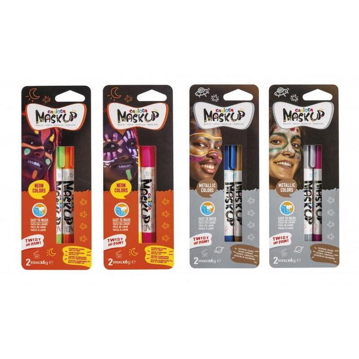 Pack Carioca Mask Up Metallic 2 Unidades - Colores Para La Piel En Stick Metalicos - Colores Brillantes - Lavables -