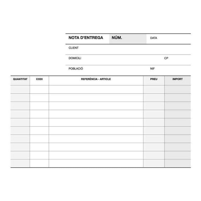 Pack De 10 Unidades Apli A-79 Cat Talonario Entrega 1/8 Apaisado Duplicado Catalan - Papel Autocopiativo - Blanco