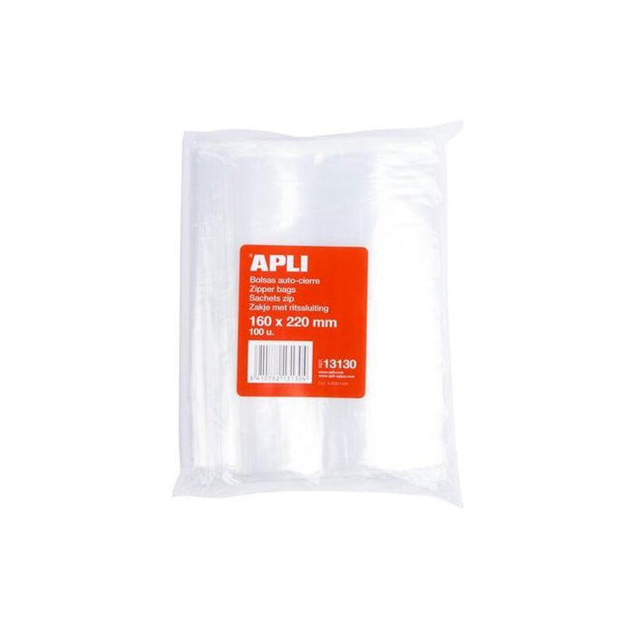 Pack De 10 Unidades Apli Bolsas Autocierre 160x220mm Ldpe Transparente Pack 100 Ud