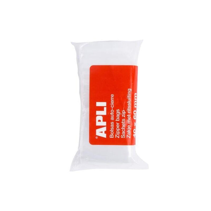 Pack De 10 Unidades Apli Bolsas Autocierre 40x60mm Ldpe Transparente Pack 100 Ud