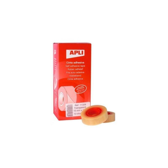 Pack De 10 Unidades Apli Cinta Adhesiva Transparente Rollo 15mm X 33m