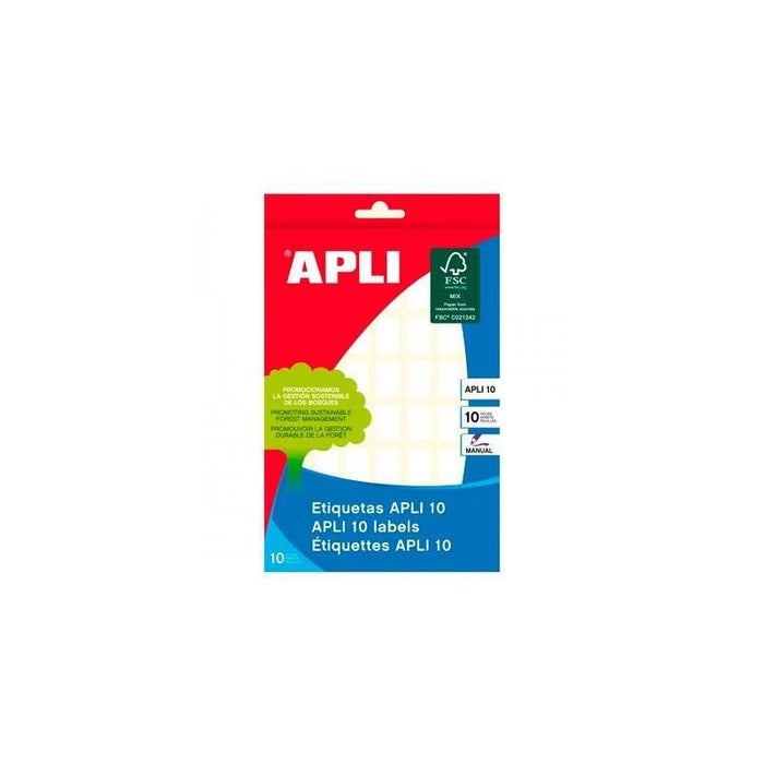 Pack De 10 Unidades Apli Etiquetas Adhesivas 12x18mm Escritura Manual C/Romos 56 X 10h Blanco