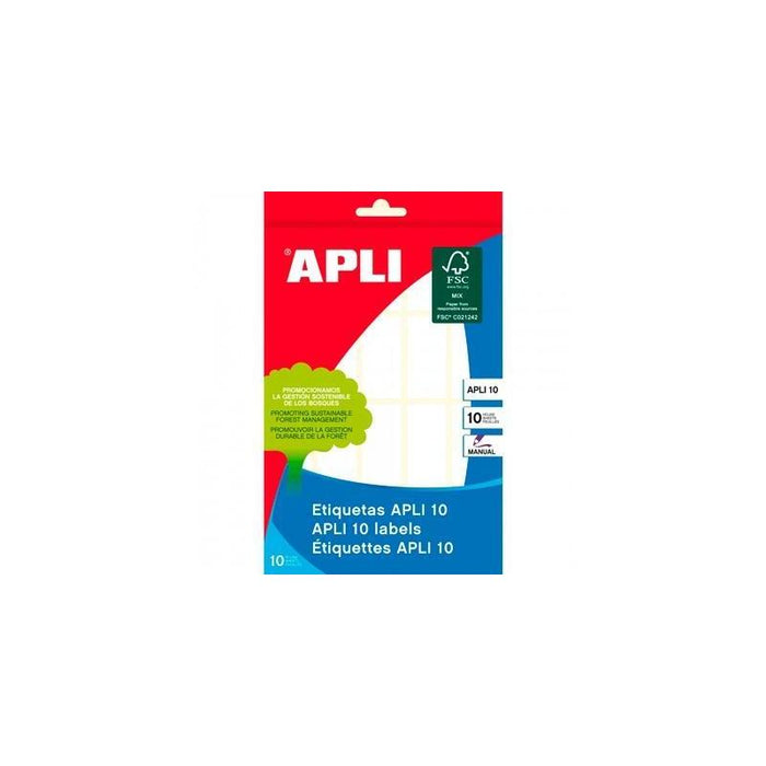 Pack De 10 Unidades Apli Etiquetas Adhesivas 19x40mm Escritura Manual C/Romos 20 X 10h Blanco