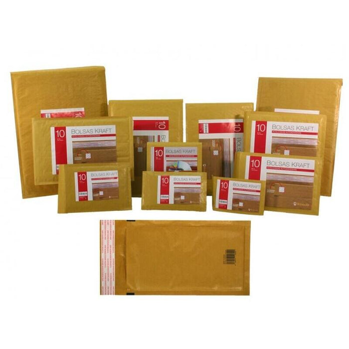 Pack De 10 Unidades Bismark Bolsa Acolchada Kraft Nº 12 120x215mm - Recubrimiento Interno De Laminas De Burbuja De Aire
