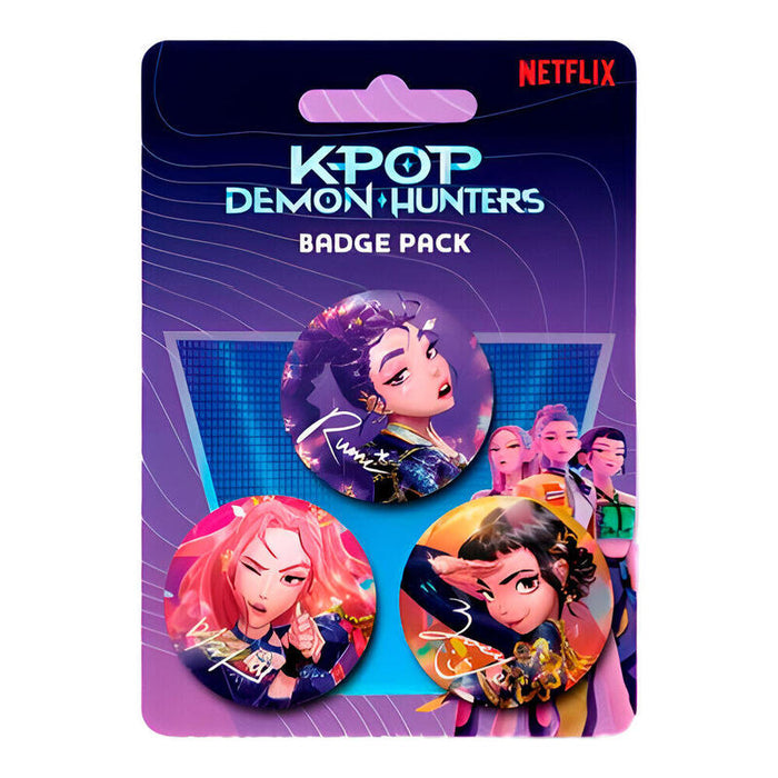 Pack De 10 Unidades - Blister 3 Insignias Kpop Demon Hunters