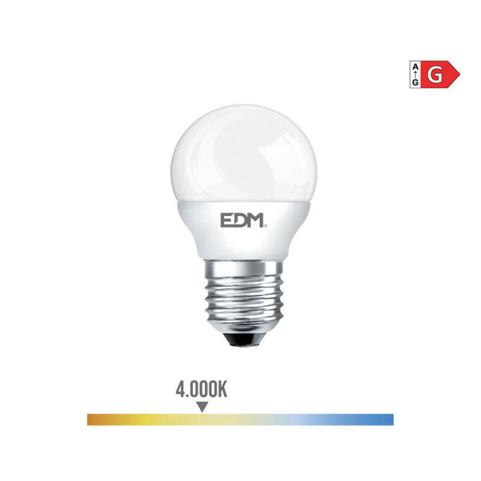 Pack De 10 Unidades - Bombilla Esferica Led E27 5w 400lm 4000k Luz Dia Ø4,5x8cm Edm
