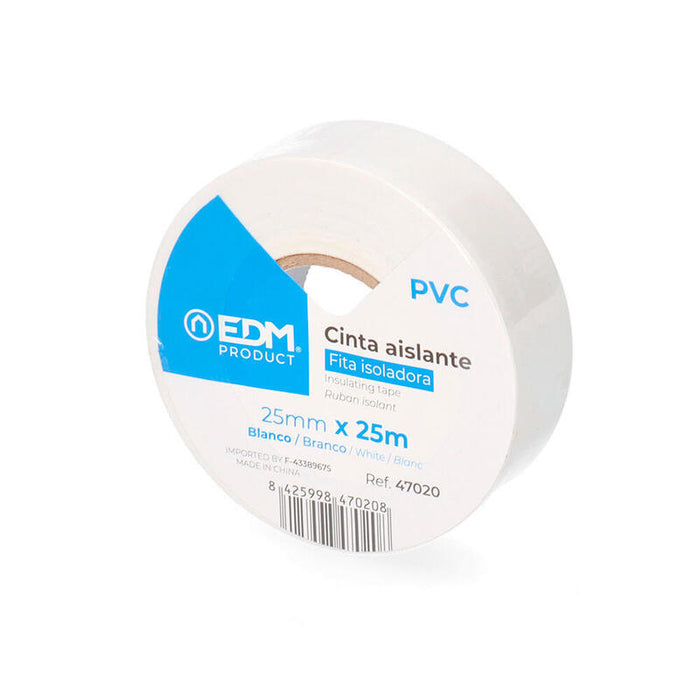 Pack De 10 Unidades - Cinta Aislante 25m X 25mm Blanca Edm Calidad "Supra"