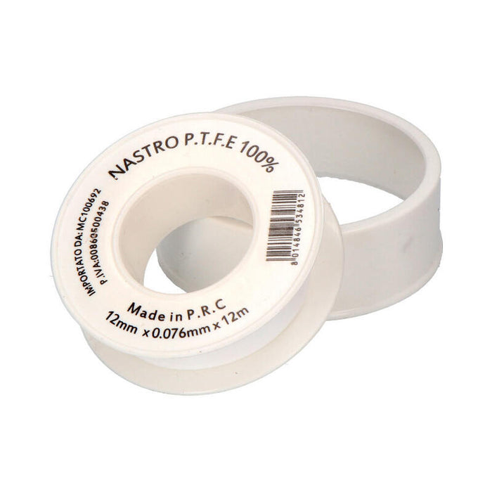 Pack De 10 Unidades - Cinta De Ptfe 76 Micras Blanco 12 Mm X 12 M